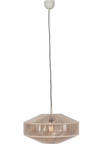 Trio LEUCHTEN Pendelleuchte "SVEA, H&auml;ngelampe beige aus Baumwolle im Boho-Look H&ouml;he 150 cm", beige (cremewei&szlig;, beige), 1, &Oslash; 46cm H: 150cm, 1 Stk., Leuchten, H&auml;ngeleuchte Schlafzimmer / Wohnzimmer exkl 1x E27 max 10W, Pendelleuchte