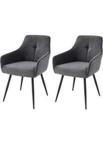 Armlehnstuhl Hela "VERONA", grau (anthrazit, schwarz, schwarz, anthrazit), B:55cm H:85cm T:61cm, Metall, Polyester, Stoff, St&uuml;hle, Armlehnstuhl, Sessel, Federkorb, Rundrohrgestell, 4-Fu&szlig;, gepolstert, Armlehnen