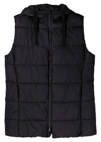 Steppweste sheego "Steppweste Steppweste in A-Linie", Damen, Gr. 44, schwarz, Sportlich, Westen Steppweste, in A-Linie, mit Kapuze und 2-Wege-Zipper