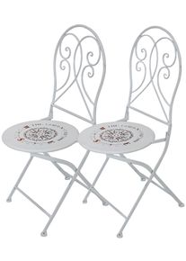 Gartenstuhl Garden Pleasure "Bayo", wei&szlig;, H:93cm T:40cm, Stahl, St&uuml;hle, Gartenstuhl, 2er Set, Stahl/Textil, stapelbar