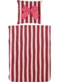 Bettw&auml;sche Primera "Bow", rot, pink, B/L: 135cm x 200cm, 1 Stk., 1 Stk., Feinbiber, B/L: 80cm x 80cm, 2, Feinbiber, Obermaterial: 100% Baumwolle, Bettw&auml;sche, Bettw&auml;sche, 100 % Baumwolle Standard 100 nach &Ouml;ko-Tex