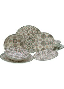 Teller-Set Creatable "Rumi", bunt (mehrfarbig), 12 Stk., Steingut, Geschirr-Sets, Teller-Set, Teller Set, orientalische2 Fliesenmotiv
