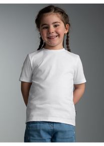 T-Shirt TRIGEMA "TRIGEMA T-Shirt aus 100% Baumwolle", M&auml;dchen, Gr. 104, wei&szlig;, Single Jersey, 100% Baumwolle, Basic, lang, Rundhals, Shirts T-Shirt