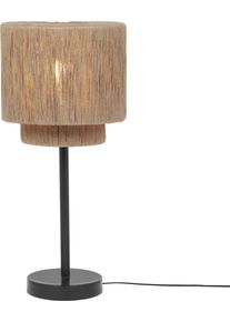 Trio LEUCHTEN Tischleuchte "SMILLA, runde Tischlampe mit Jute Lampenschirm &Oslash; 21 cm H&ouml;he 45cm", schwarz matt, natur, 1, &Oslash; 21cm H: 45cm, 1 Stk., Leuchten, exkl 1x E27 max 10W, Schnurschalter, Nachttischlampe, Wohnzimmer, Tischleuchte