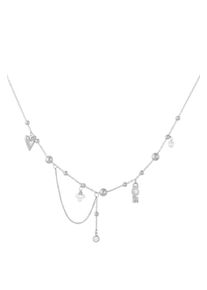 Adelia&acute;s Gliederkette ADELIA&acute;S "Halskette mit Herz-, Kreuz- und LOVE-Anh&auml;ngern 39 cm + 5 cm" Gr. 39, silber (silberfarben), Halsketten, Damen, 39cm, Edelstahl, Gliederkette, Modisch gestalteter Modeschmuck mit Herz-, Kreuz- und LOVE-Anh&auml;ngern am Kettenbogen