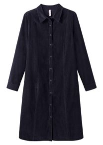 Hemdblusenkleid sheego "Cord-Kleid Hemdblusenkleid aus weichem Cord", Damen, Gr. 46, Normalgr&ouml;&szlig;en, schwarz (tiefblau), Sportlich, Kleider Hemdblusenkleid, aus weichem Cord, mit Krempelarm