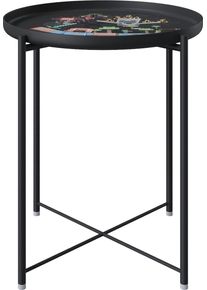 Beistelltisch Phoenix, schwarz (wei&szlig;, neutral), B:47cm H:47cm T:51cm, Tische, Beistelltisch, abnehmbare Tischplatte/Tablett
