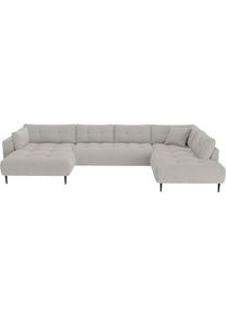 Wohnlandschaft TRENDS BY HG "Leo U-Form, B: 360 cm mit Zierkissen", b737 vinci 25 light grau, B:359cm H:79cm T:199cm, 95% Polyester;5% Polyamide, Sofas, Wohnlandschaft