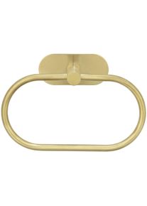 Handtuchring Wenko "Turbo-Loc Orea", gold (gold matt), B:20,5cm H:12,5cm T:7,5cm, Edelstahl, Handtuchhalter, Handtuchring, aus Edelstahl, Befestigen ohne Bohren