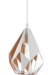 Eglo H&auml;ngeleuchte "CARLTON 1 H&auml;ngelampe, E27, Vintage, Stahl, Wohnzimmerlampe, Lampe", gold (wei&szlig;, goldfarben), 1, Leuchten, H&auml;ngeleuchte, Esstischlampe, H110 x &Oslash;20,50 cm, wei&szlig;, gold, 1X60W exkl., H&auml;ngeleuchte