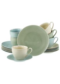 Kaffeeservice Creatable "Valencia Pastell, Kaffee-Service 18-tlg", bunt, 18 Stk., Porzellan, Geschirr-Sets, Kaffeeservice, Elegant, Boho Chic