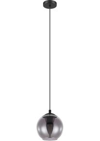 Eglo Pendelleuchte "ARISCANI", schwarz (schwarz, transparent), 1, &Oslash; 20cm H: 110cm, 1 Stk., Leuchten, Lampe f&uuml;r Esstisch, H&auml;ngeleuchte, Rauchglas schwarz transparent, E27, Pendelleuchte