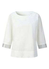 CR&Eacute;ATION L Schlupfbluse CREATION L "Schlupfbluse Schlupfbluse mit abgerundetem Saum", Damen, Gr. 48, wei&szlig; (ecru), Web, Stoff, , Modisch, Rundhals, Blusen Schlupfbluse