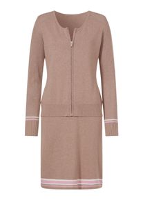 Strickkleid Heine "Strickkleid Strickkleid mit Seide", Damen, Gr. 48, Normalgr&ouml;&szlig;en, beige (sesam, ros&eacute;, meliert), Modisch, Rundhals, Kleider Strickkleid