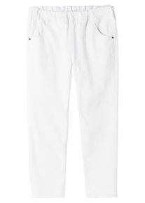 Jeansleggings sheego "Schlupfjeans Jeggings mit breitem Gummibund", Damen, Gr. 52, Normalgr&ouml;&szlig;en, wei&szlig; (wei&szlig; denim), Web, Stoff, , Modisch, Jeans Jeansleggings, mit breitem Gummibund
