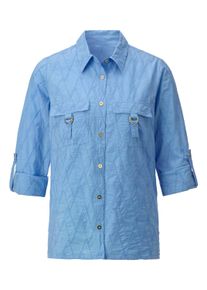 CR&Eacute;ATION L Klassische Bluse CREATION L "Bluse Baumwollbluse mit Lochstickerei", Damen, Gr. 44, blau (himmelblau), Web, Stoff, , Modisch, Blusen Klassische Bluse