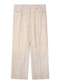 B&uuml;gelfaltenhose sheego "Leinen-Hose Leinenhose mit Lurexfaden", Damen, Gr. 56, Normalgr&ouml;&szlig;en, beige (champagner, goldfarben), Modisch, gerade, Hosen B&uuml;gelfaltenhose
