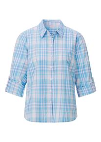 Klassische Bluse WITT "Karo-Bluse Karobluse mit Hemdkragen", Damen, Gr. 52, blau (hellros&eacute;, eisblau, kariert), Sportlich, Blusen Klassische Bluse