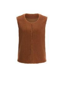 Jerseyweste SIEH AN "Teddy-Weste Fleeceweste mit Teddy-Fleece", Damen, Gr. 56, cognac, Fleece, , Modisch, gerade, Rundhals, Westen Jerseyweste