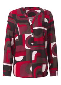 Klassische Bluse WITT "Druckbluse Schlupf-Bluse in grafischem Dessin", Damen, Gr. 4, rot (bordeaux, schoko, bedruckt), Web, Stoff, , Modisch, V-Ausschnitt, Blusen Klassische Bluse