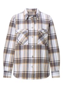 Blusenblazer WITT "Flanell-Bluse Flanellbluse im Karomuster", Damen, Gr. 48, braun (beige, anthrazit, kariert), Sportlich, Blazer Blusenblazer