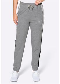 Trainingshose WITT "Freizeithose Freizeithose mit B&uuml;ndchen am Beinabschluss", Damen, Gr. 52/54, Normalgr&ouml;&szlig;en, grau (grau, meliert), Basic, gerade, Hosen Trainingshose