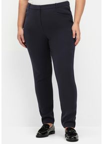 Stoffhose sheego "Hose Hose mit schmalem Bein, knitterarm", Damen, Gr. 46, Normalgr&ouml;&szlig;en, blau (tiefblau), Modisch, Hosen Stoffhose