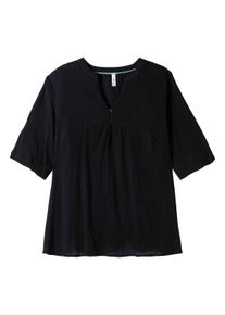 Longbluse sheego "Tunika Tunika mit 3/4-&Auml;rmeln", Damen, Gr. 5, schwarz, Modisch, Rundhals, Blusen Longbluse