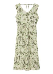 Sommerkleid sheego "Jersey-Kleid Blumenkleid mit plissiertem Rock", Damen, Gr. 4, Normalgr&ouml;&szlig;en, gr&uuml;n (champagner, pistazie, gemustert), Elegant, V-Ausschnitt, Kleider Sommerkleid