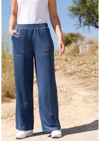 Jogginghose WITT "Freizeithose Freizeithose mit extra weiten Beinen", Damen, Gr. 26/27, Kurzgr&ouml;&szlig;en, blau (jeansblau), Basic, gerade, Hosen Jogginghose