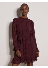 Minikleid Apricot "Strickkleid", Damen, Gr. 1, Normalgr&ouml;&szlig;en, gewebt, braun (plum), gewebt, , Modisch, normal, Fl&uuml;gel&auml;rmel R&uuml;schen, Kleider Minikleid, mit beflockten Sternen