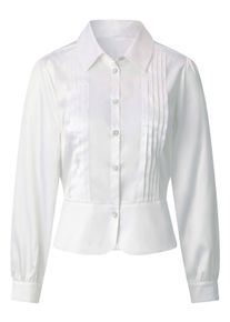 CR&Eacute;ATION L Klassische Bluse CREATION L "Satin-Bluse Satinbluse mit Hemdkragen", Damen, Gr. 5, wei&szlig; (ecru), Satin, , Elegant, Blusen Klassische Bluse