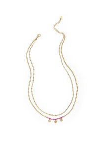 Adelia&acute;s Kette mit Anh&auml;nger ADELIA&acute;S "Layering-Halskette mit Herzanh&auml;ngern und Kugelkette 40 cm + 5 cm" Gr. 40, rosa (goldfarben), Halsketten, Damen, 4cm, Edelstahl, Kette mit Anh&auml;nger, Die zwei verbundenen Kettenstr&auml;nge mit kleinen Herzanh&auml;ngern pr&auml;gen diesen trendigen Modeschmuck
