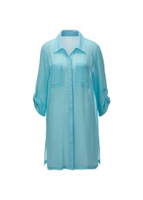 Strandkleid WITT "Strandbluse Strandbluse mit krempelbaren 3/4-&Auml;rmeln", Damen, Gr. 44/46, Normalgr&ouml;&szlig;en, blau (aquamarine), Modisch, Kleider Strandkleid