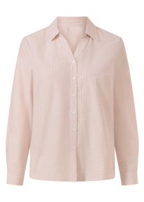 Hemdbluse Heine "Karo-Bluse Karobluse", Damen, Gr. 44, rosa (puder, ecru, kariert), Web, Stoff, , Sportlich, V-Ausschnitt, Blusen Hemdbluse
