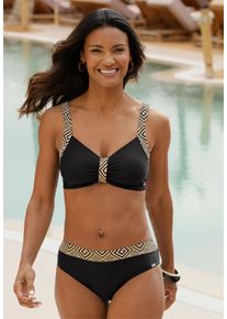 B&uuml;gel-Bikini WITT "Bikini-Oberteil Bikini-Oberteil mit Meander-Druck", Damen, Gr. 48, Cup C, schwarz (schwarz, sand, bedruckt), Modisch, Bikini-Sets B&uuml;gel-Bikini