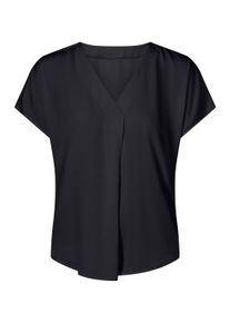 Schlupfbluse SIEH AN "Schlupfbluse Kurzarm-Bluse mit Falte im Vorderteil", Damen, Gr. 48, schwarz, Web, Stoff, , Modisch, V-Ausschnitt, Blusen Schlupfbluse
