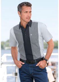 Poloshirt WITT "Kurzarm-Shirt", Herren, Gr. 56/58, schwarz (hellgrau, marine), Basic, Shirts Poloshirt
