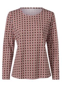 T-Shirt SIEH AN "Langarm-Shirt Langarmshirt mit Minimal-Muster, Baumwolle", Damen, Gr. 5, rot (schoko, rostrot, bedruckt), Sportlich, Rundhals, Shirts T-Shirt