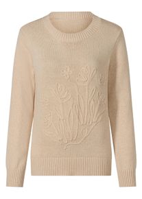 Strickpullover WITT "Baumwoll-Pullover Baumwollpullover", Damen, Gr. 4, beige (sand, meliert), Strick, , Modisch, Rundhals, Pullover Strickpullover