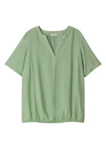 Schlupfbluse sheego "Kurzarmbluse Tunika mit Gummizugbund", Damen, Gr. 56, gr&uuml;n (eucalyptus), Web, Stoff, , Sportlich, Rundhals, Blusen Schlupfbluse