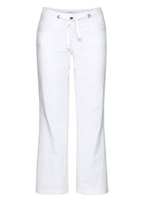 Bootcuthose sheego "Leinenhose Bootcuthose mit Leinenanteil", Damen, Gr. 5, Normalgr&ouml;&szlig;en, wei&szlig;, Modisch, Hosen Bootcuthose, aus angenehmen Baumwoll-Leinen-Mix