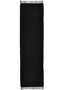 Teppich Theko "Happy Cotton Fleckerl, handgewebt", schwarz, B:70cm H:5mm L:250cm, Baumwolle, Teppiche, Teppich, Flachgewebe, reine Baumwolle, meliert, mit Fransen, auch als L&auml;ufer