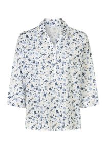 Schlupfbluse WITT "Baumwoll-Bluse Baumwollbluse mit floralem Dessin", Damen, Gr. 54, bunt (ecru, bleu, bedruckt), Web, Stoff, , Modisch, V-Ausschnitt, Blusen Schlupfbluse