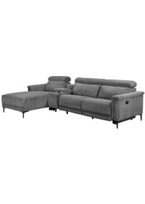 Ecksofa OTTO HOME "LUND Kinosofa, L-Form, 298cm, man./elektr. Relaxfunktion (mit USB-A/C)", dunkelgrau, B:298cm H:97cm T:179cm, 100% Polyester, Sofas, Ecksofa, USB-A/C bei elektr.Variante, Kopfteilverstellg/Getr&auml;nkehalter/Staufach