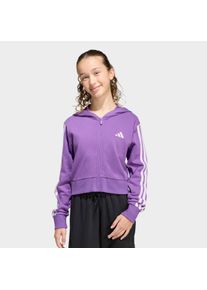 Kapuzensweatshirt adidas Sportswear "JG 3S FT FZ CRO", M&auml;dchen, Gr. 128, lila (actpur, icelav), Obermaterial: 70% Baumwolle, 30% Polyester, angesetztes B&uuml;ndchen, Sweatshirts Kapuzensweatshirt, Kapuzensweatshirt f&uuml;r Kinder, sportlicher Stil, mit Kapuze