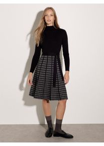Midikleid Apricot "Strickkleid", Damen, Gr. 14, Normalgr&ouml;&szlig;en, Strick, schwarz, Strick, , Modisch, figurbetont, Kleider Midikleid, mit kariertem Rockteil