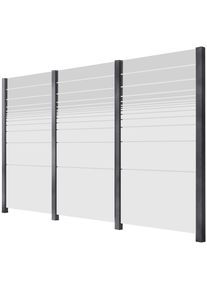 Zaun STAKET PRO, grau, Pfosten: 4 Stk., Aluminium, Glas, Zaunelemente, Zaun, Glaszaun, Gesamtl&auml;nge: 3,361 m, 4 Pfosten