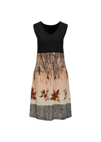 Strandkleid WITT "Sommerkleid Sommerkleid mit V-Ausschnitt, bedruckt", Damen, Gr. 38, Normalgr&ouml;&szlig;en, bunt (schwarz, beige), Elegant, V-Ausschnitt, Kleider Strandkleid