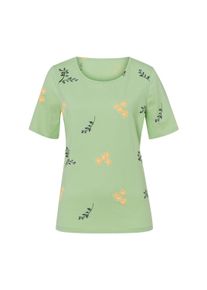 T-Shirt SIEH AN "Kurzarm-Shirt Kurzarmshirt mit Bl&uuml;ten- und Bl&auml;tter-Print", Damen, Gr. 56, gr&uuml;n (reseda, wei&szlig;, bedruckt), Basic, Rundhals, Shirts T-Shirt